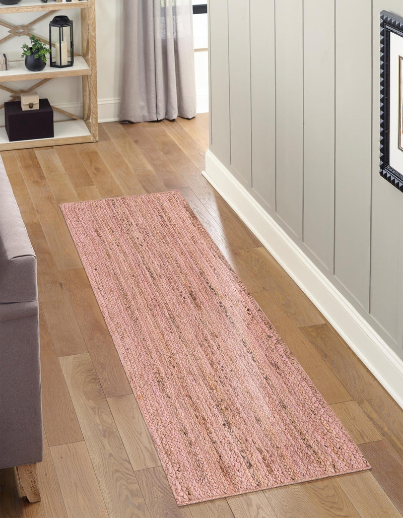 Woven Seaside Jute Collection Area Rug - Savannah (Light Pink) Runner Light Pink lifestyle 57