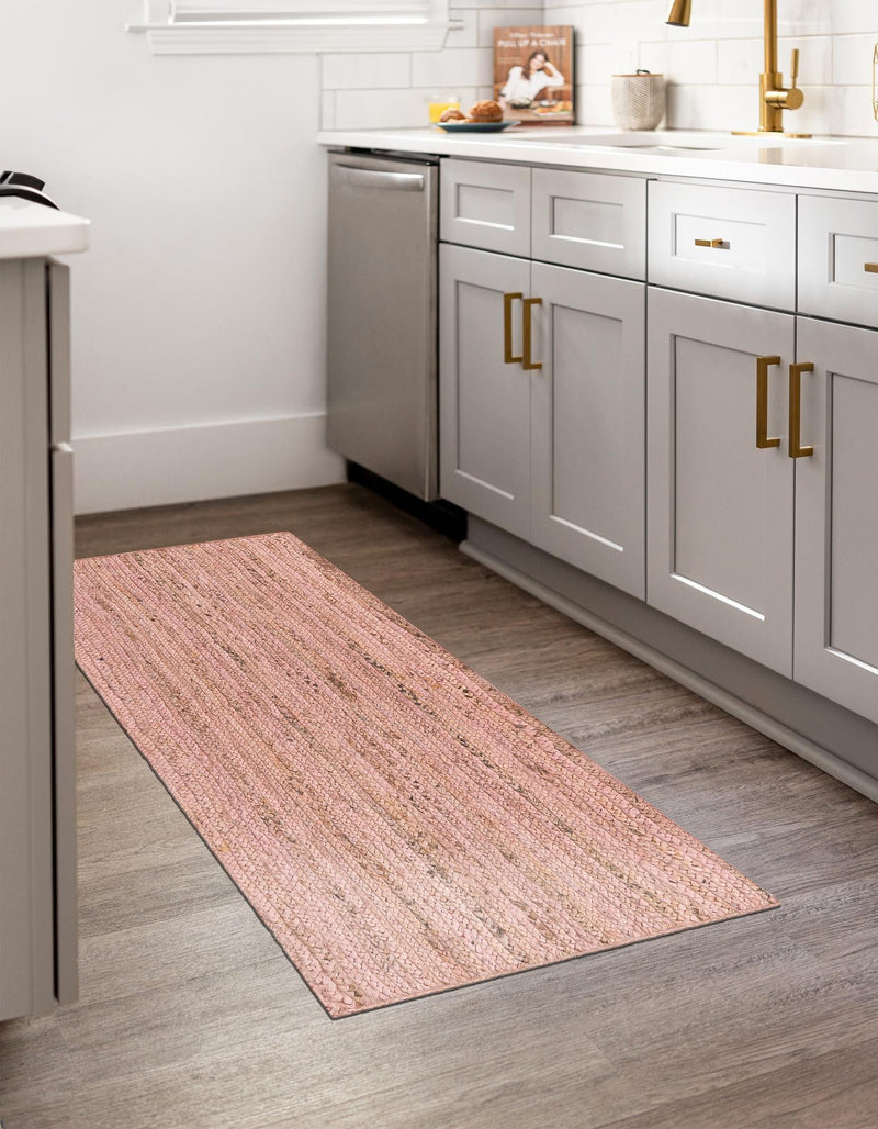 Woven Seaside Jute Collection Area Rug - Savannah (Light Pink) Runner Light Pink lifestyle 61