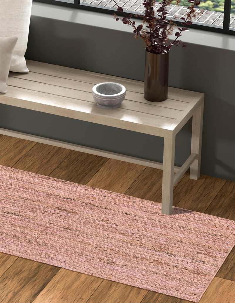 Woven Seaside Jute Collection Area Rug - Savannah (Light Pink) Runner Light Pink lifestyle 73