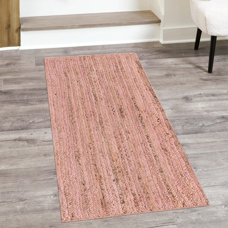 Woven Seaside Jute Collection Area Rug - Savannah (Light Pink) Runner Light Pink lifestyle 136