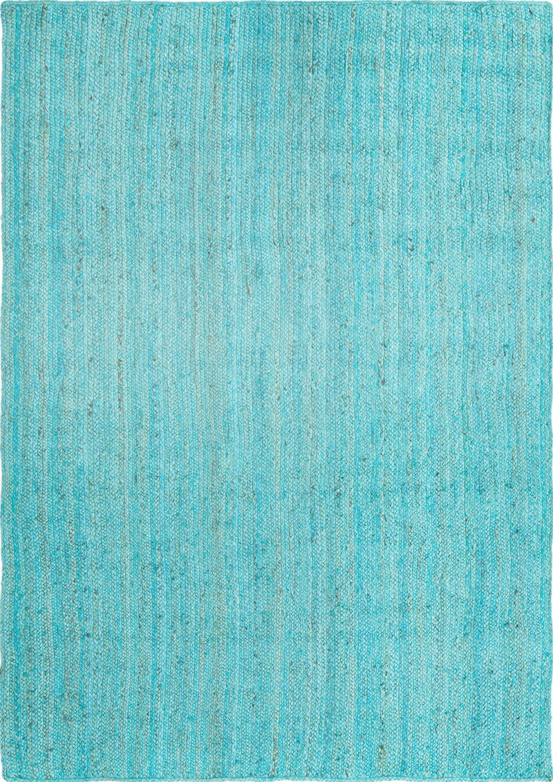 Woven Seaside Jute Collection Area Rug - Savannah (Turquoise) Rectangle Turquoise Main