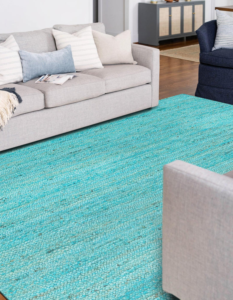 Woven Seaside Jute Collection Area Rug - Savannah (Turquoise) Rectangle Turquoise lifestyle 4