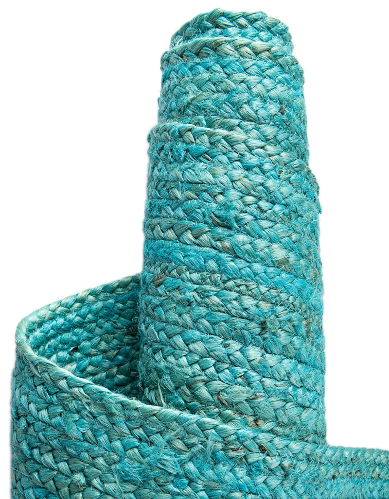 Woven Seaside Jute Collection Area Rug - Savannah (Turquoise) Rectangle Turquoise lifestyle 19