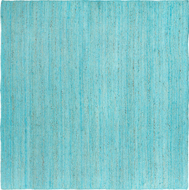Woven Seaside Jute Collection Area Rug - Savannah (Turquoise) Square Turquoise lifestyle 25