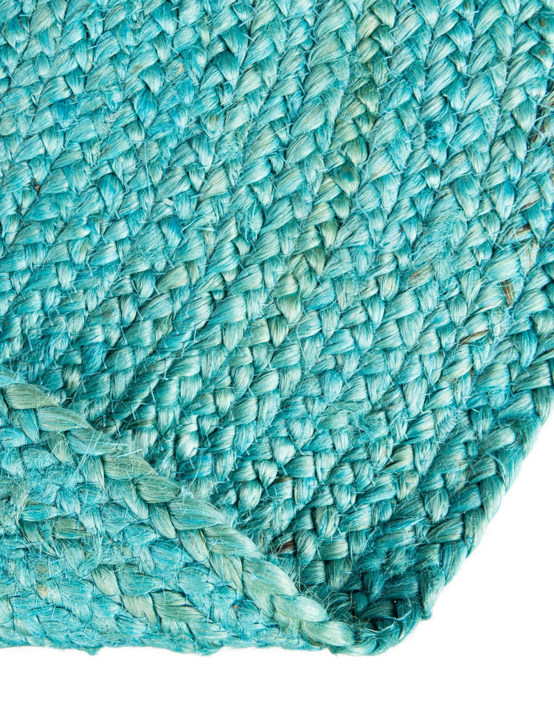 Woven Seaside Jute Collection Area Rug - Savannah (Turquoise) Round Turquoise lifestyle 66
