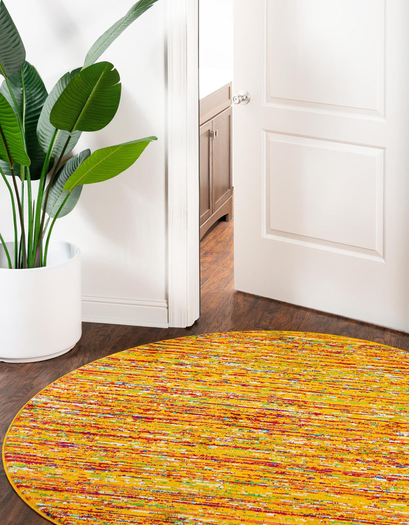 Caribbean Cove Collection Area Rug - Lucia Round Yellow lifestyle 26