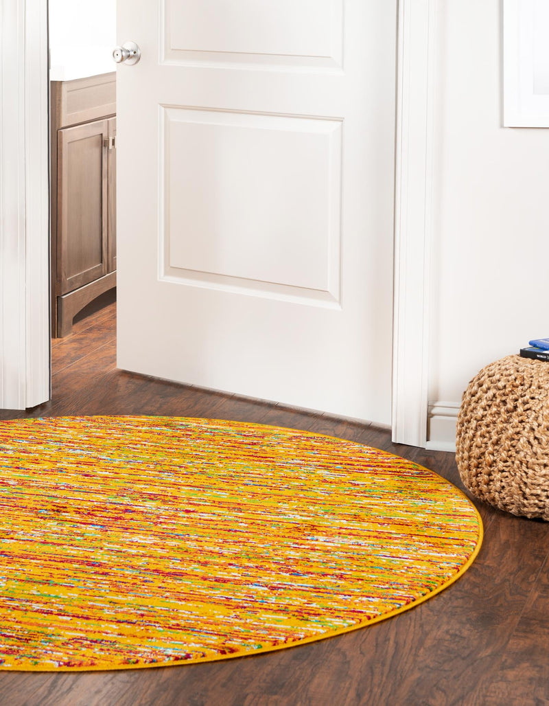 Caribbean Cove Collection Area Rug - Lucia Round Yellow lifestyle 33
