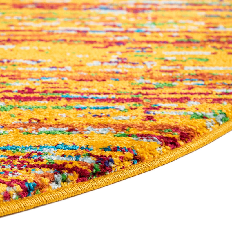 Caribbean Cove Collection Area Rug - Lucia Round Yellow lifestyle 54