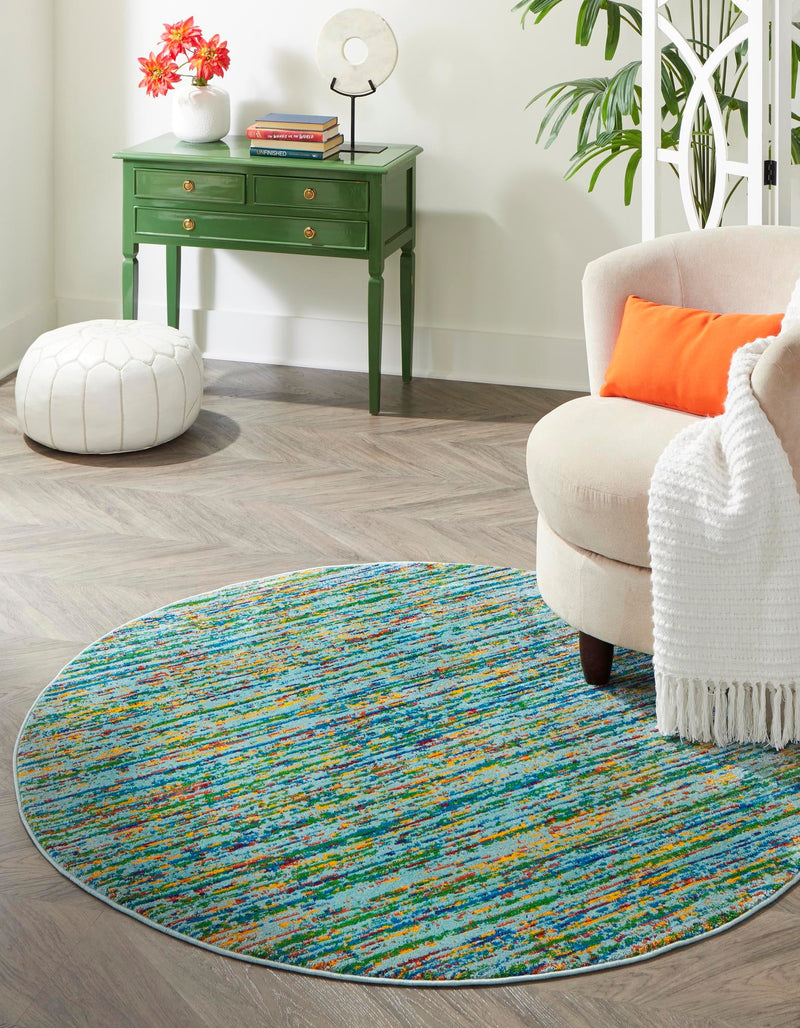 Caribbean Cove Collection Area Rug - Lucia Round Aqua lifestyle 40