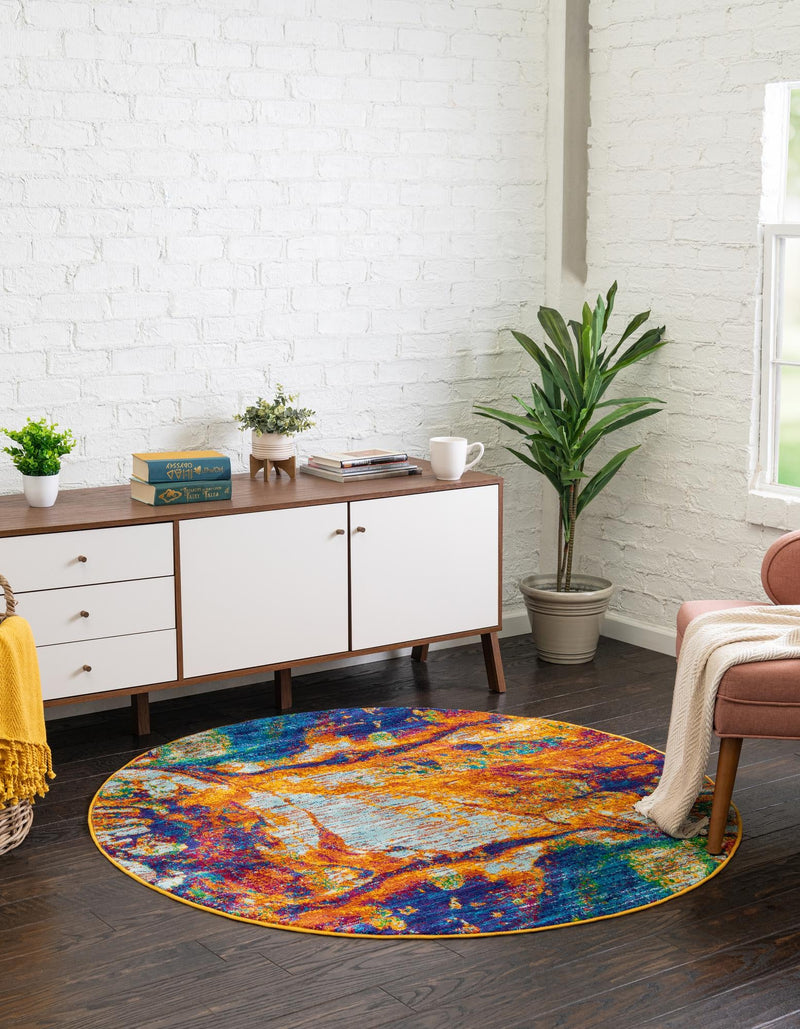 Caribbean Cove Collection Area Rug - Bequia Round Multi lifestyle 19