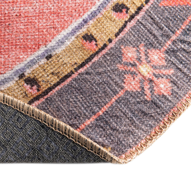 Heritage Elegance Collection Area Rug - Winterthur (Pink) Round Pink lifestyle 37