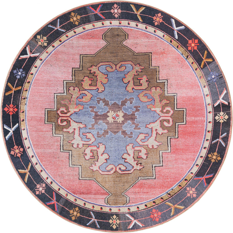 Heritage Elegance Collection Area Rug - Winterthur (Pink) Round Pink lifestyle 10