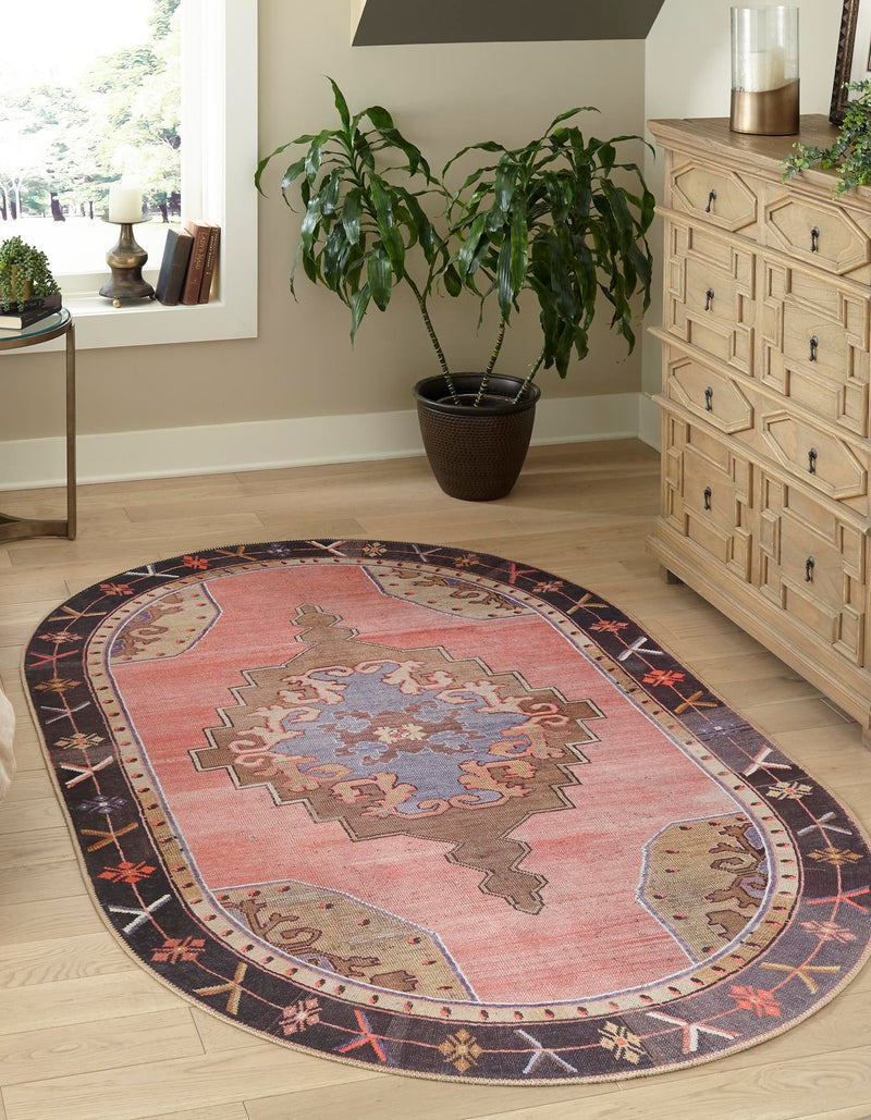 Heritage Elegance Collection Area Rug - Winterthur (Pink) Oval Pink lifestyle 16