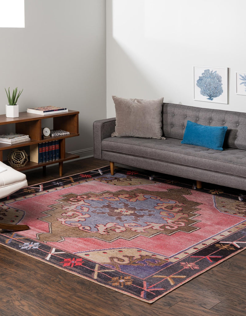 Heritage Elegance Collection Area Rug - Winterthur (Pink) Square Pink lifestyle 18
