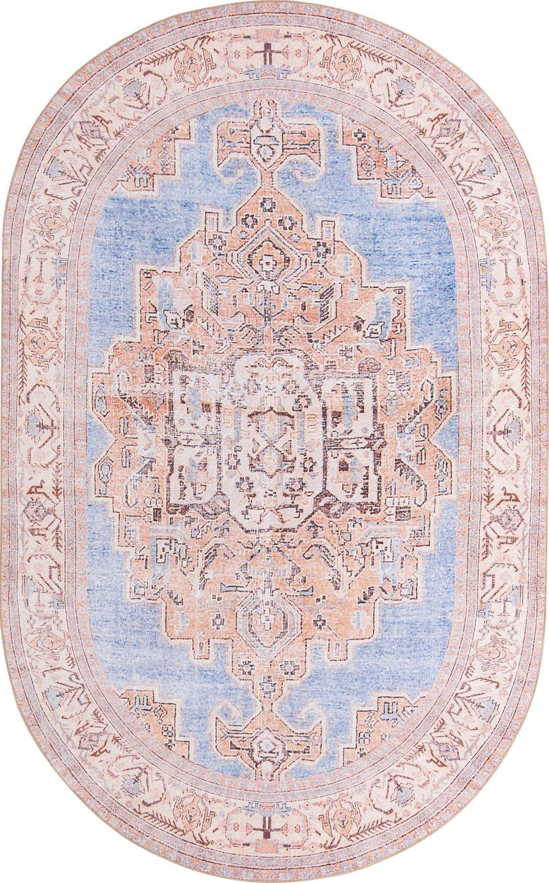 Heritage Elegance Collection Area Rug - Blenheim Oval Blue lifestyle 12