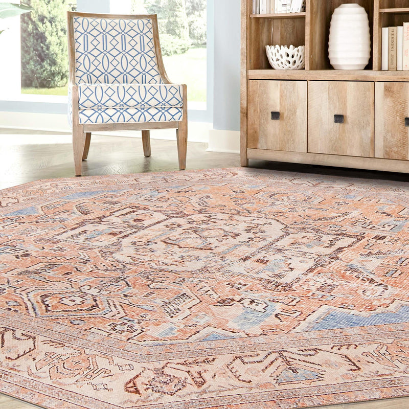 Heritage Elegance Collection Area Rug - Blenheim Octagon Blue lifestyle 54