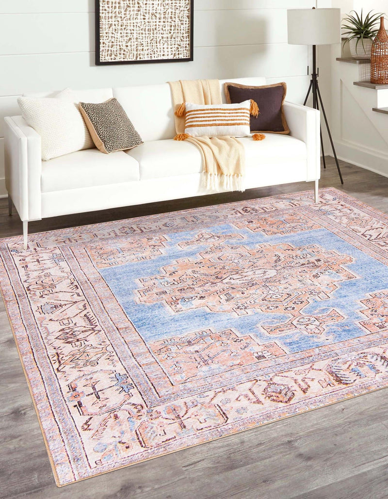 Heritage Elegance Collection Area Rug - Blenheim Square Blue lifestyle 19
