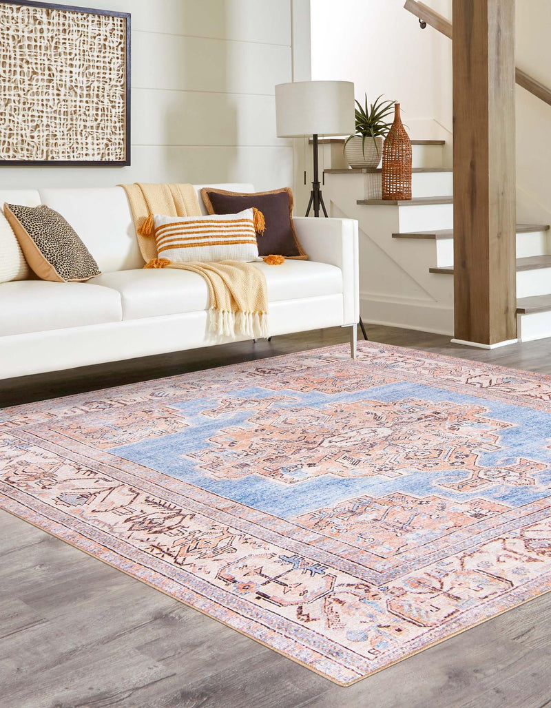 Heritage Elegance Collection Area Rug - Blenheim Square Blue lifestyle 24