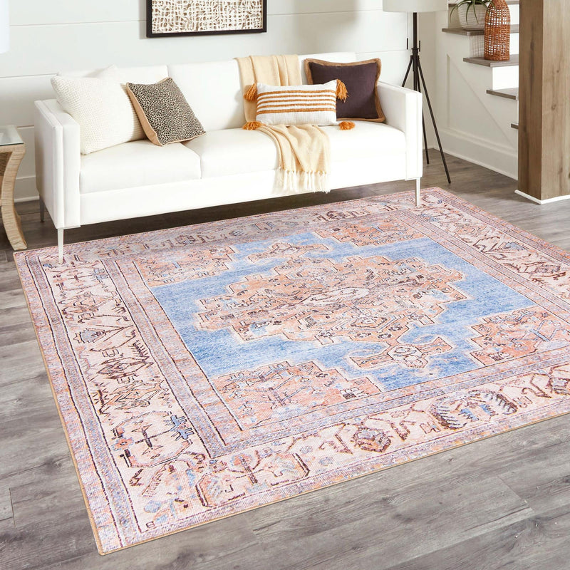 Heritage Elegance Collection Area Rug - Blenheim Square Blue lifestyle 53
