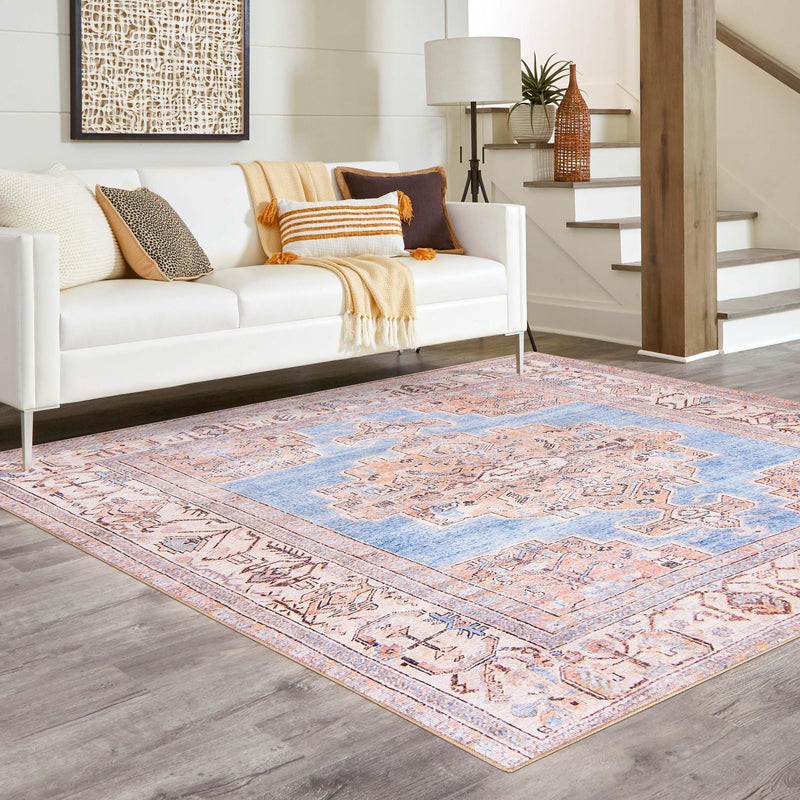 Heritage Elegance Collection Area Rug - Blenheim Square Blue lifestyle 55