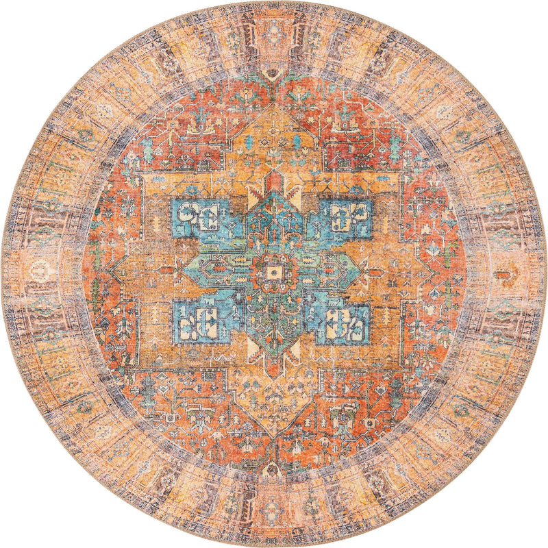 Heritage Elegance Collection Area Rug - Windsor (Rust Red) Round Rust Red lifestyle 17