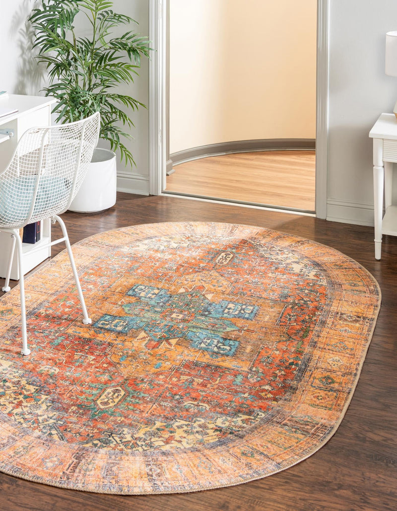 Heritage Elegance Collection Area Rug - Windsor (Rust Red) Oval Rust Red lifestyle 23