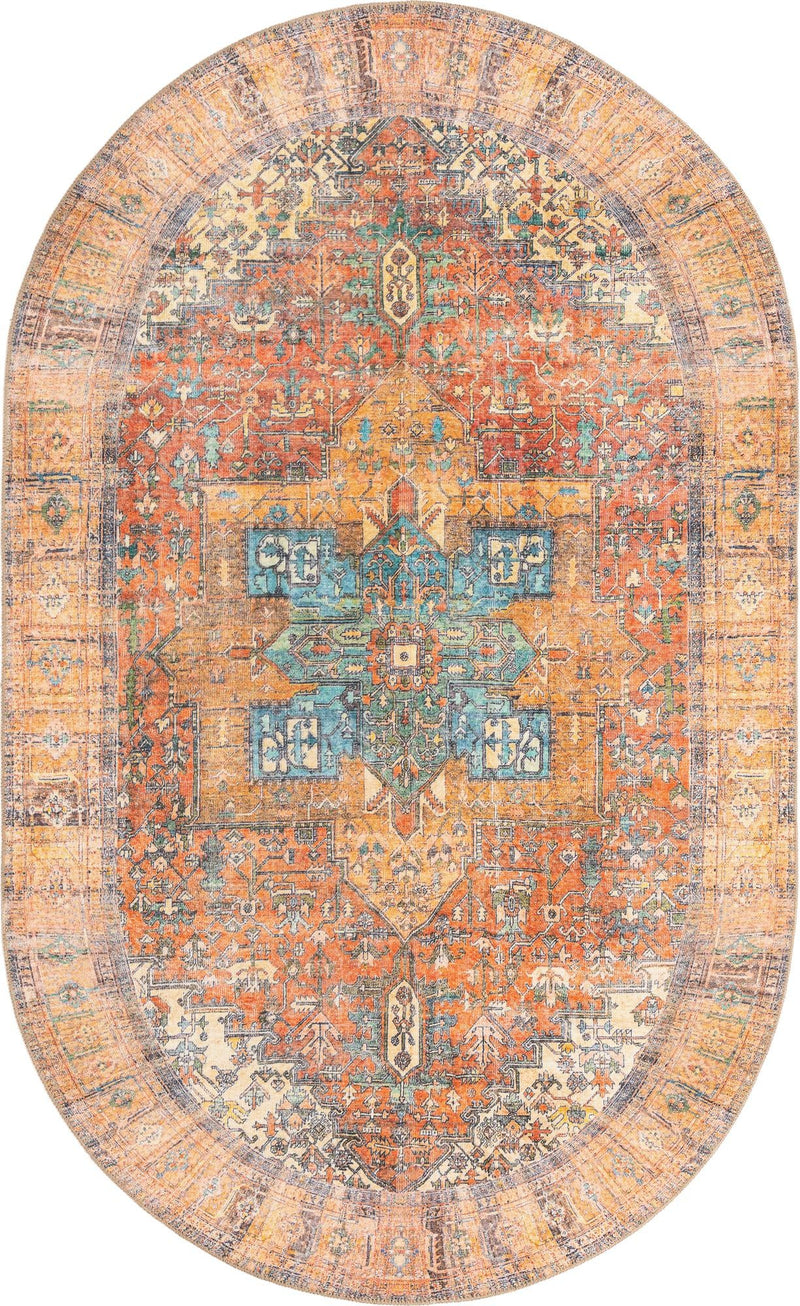 Heritage Elegance Collection Area Rug - Windsor (Rust Red) Oval Rust Red lifestyle 18