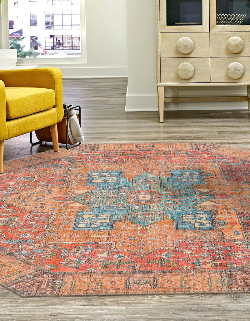 Heritage Elegance Collection Area Rug - Windsor (Rust Red) Octagon Rust Red lifestyle 29