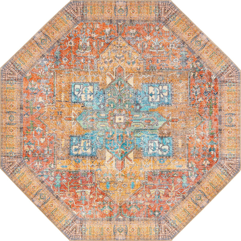 Heritage Elegance Collection Area Rug - Windsor (Rust Red) Octagon Rust Red lifestyle 19