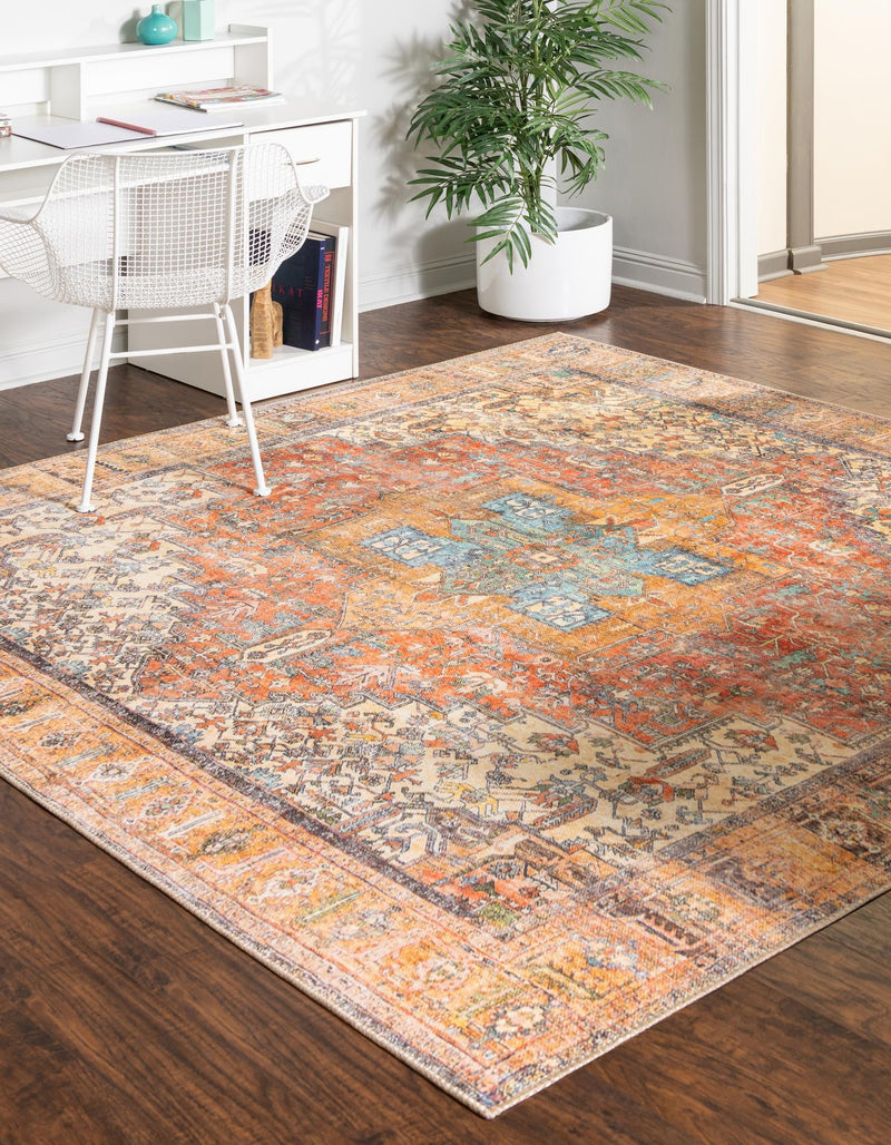 Heritage Elegance Collection Area Rug - Windsor (Rust Red) Square Rust Red lifestyle 30