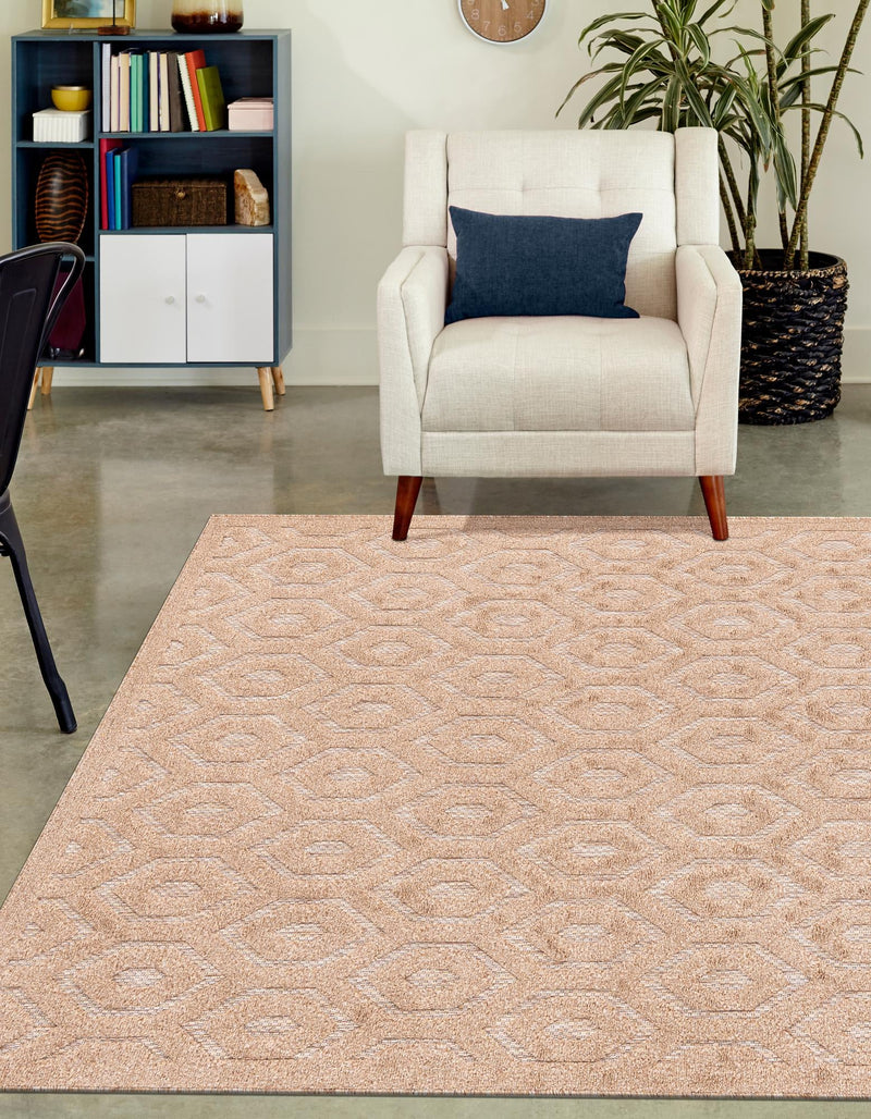 Garden Lattice Charm Collection Area Rug - Arbor (Beige) Rectangle Beige lifestyle 9