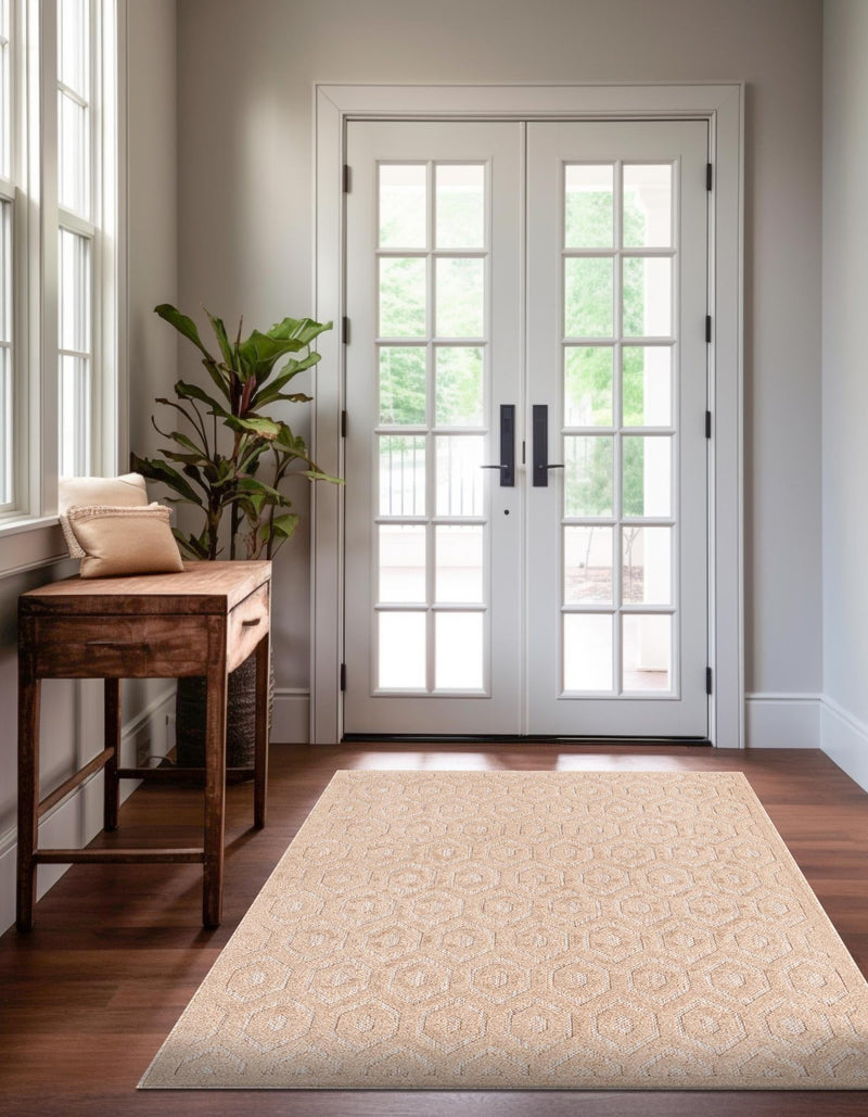 Garden Lattice Charm Collection Area Rug - Arbor (Beige) Rectangle Beige lifestyle 11