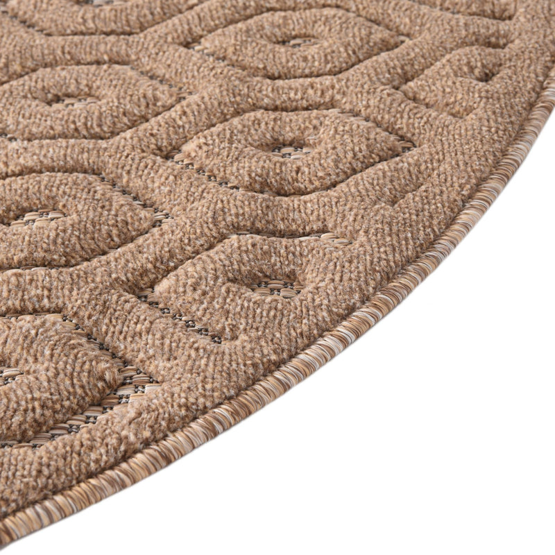 Garden Lattice Charm Collection Area Rug - Arbor (Beige) Round Beige lifestyle 41