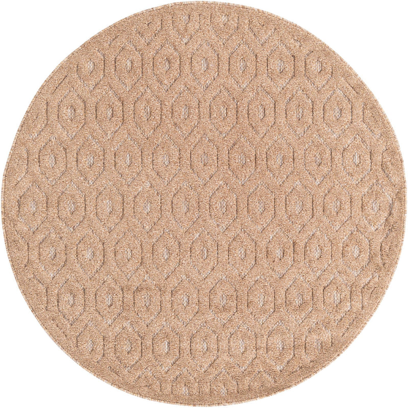 Garden Lattice Charm Collection Area Rug - Arbor (Beige) Round Beige lifestyle 18