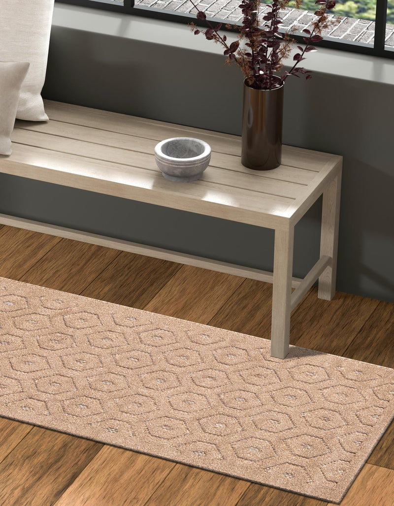 Garden Lattice Charm Collection Area Rug - Arbor (Beige) Runner Beige lifestyle 29