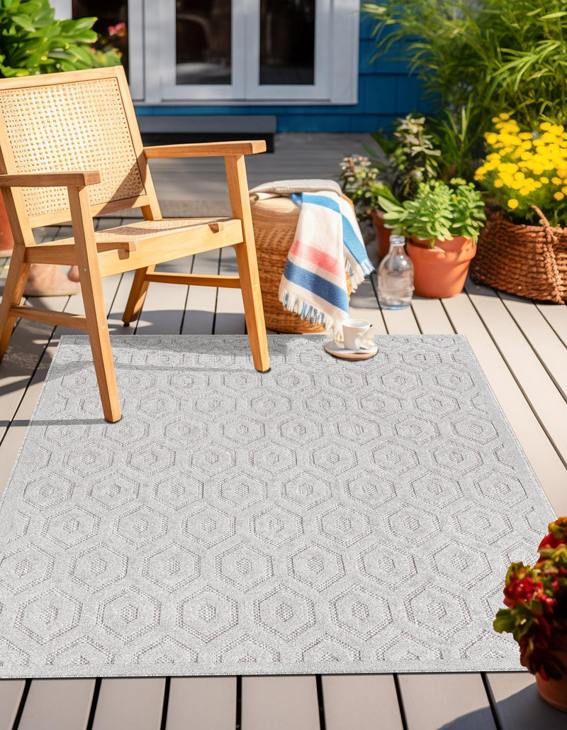 Garden Lattice Charm Collection Area Rug - Arbor (Grey) Rectangle Grey lifestyle 4