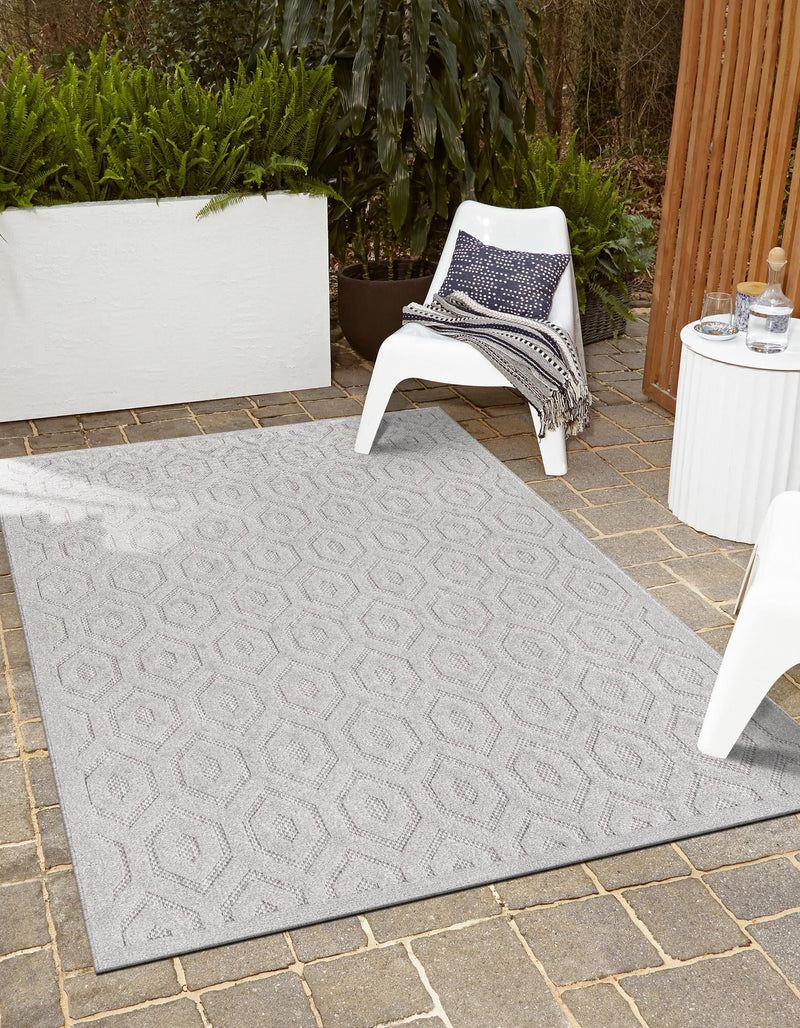 Garden Lattice Charm Collection Area Rug - Arbor (Grey) Rectangle Grey lifestyle 8