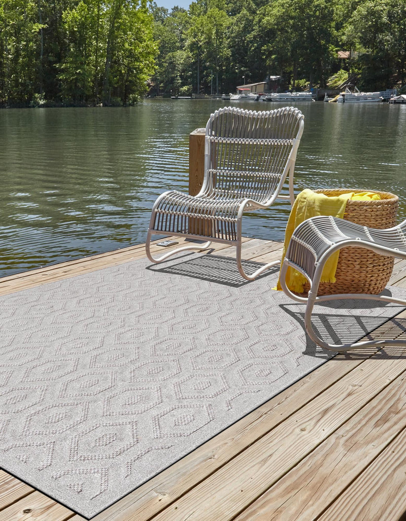 Garden Lattice Charm Collection Area Rug - Arbor (Grey) Rectangle Grey lifestyle 10