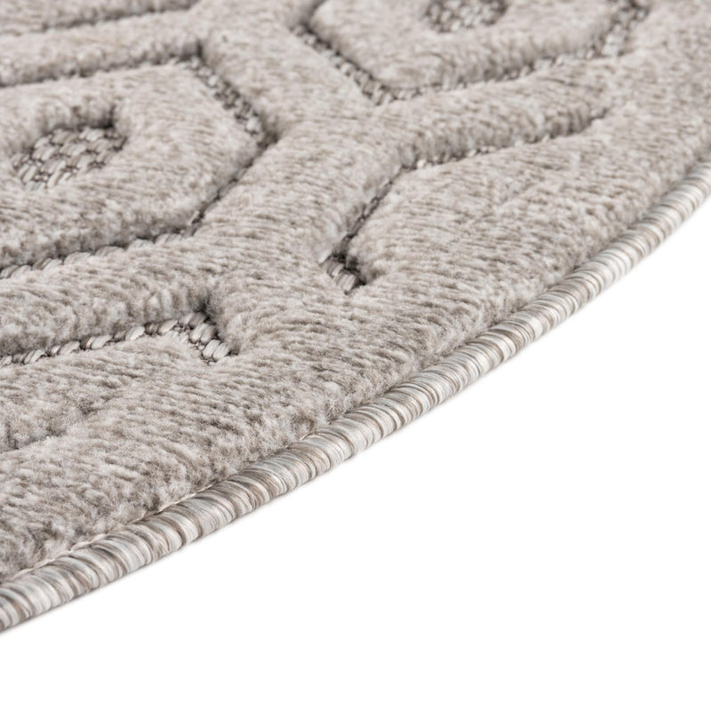Garden Lattice Charm Collection Area Rug - Arbor (Grey) Round Grey lifestyle 41