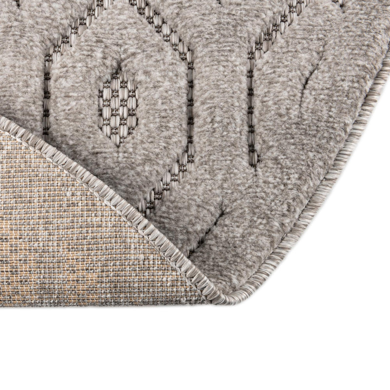 Garden Lattice Charm Collection Area Rug - Arbor (Grey) Round Grey lifestyle 47