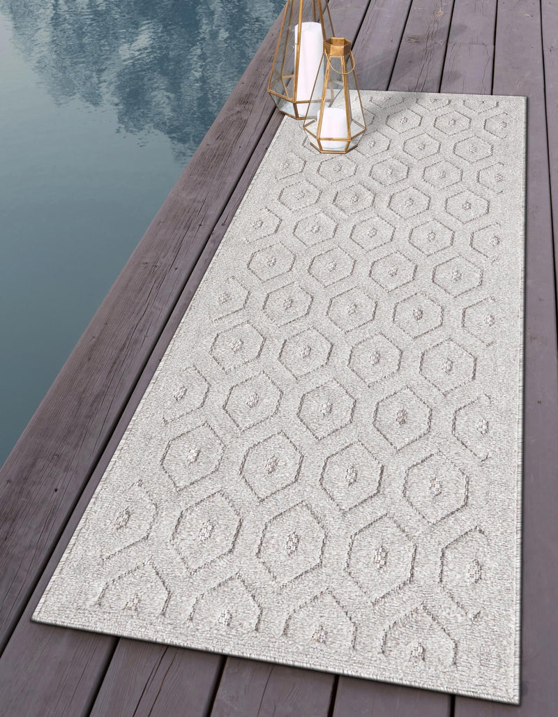 Garden Lattice Charm Collection Area Rug - Arbor (Grey) Runner Grey lifestyle 26