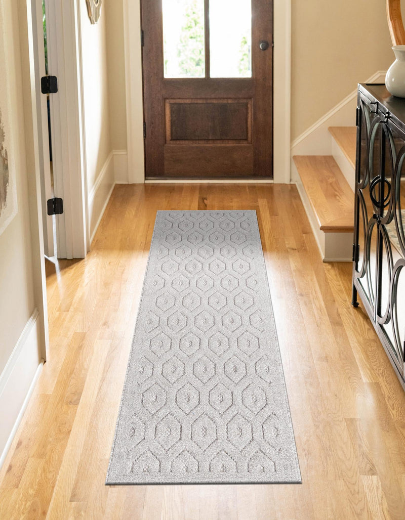 Garden Lattice Charm Collection Area Rug - Arbor (Grey) Runner Grey lifestyle 27