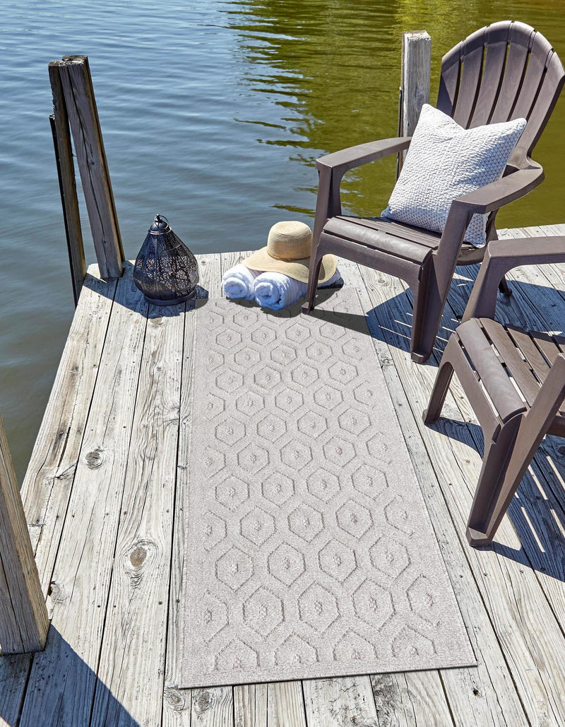 Garden Lattice Charm Collection Area Rug - Arbor (Grey) Runner Grey lifestyle 30