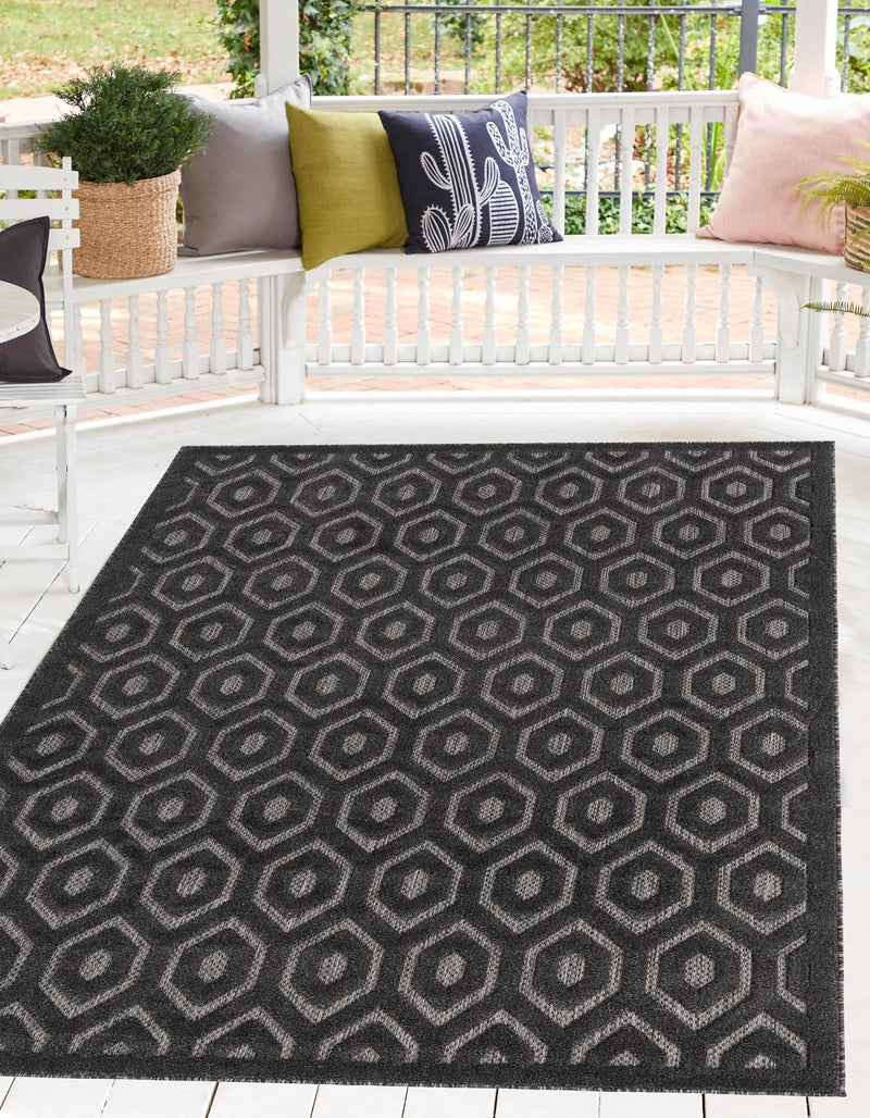 Garden Lattice Charm Collection Area Rug - Arbor (Charcoal) Rectangle Charcoal lifestyle 2