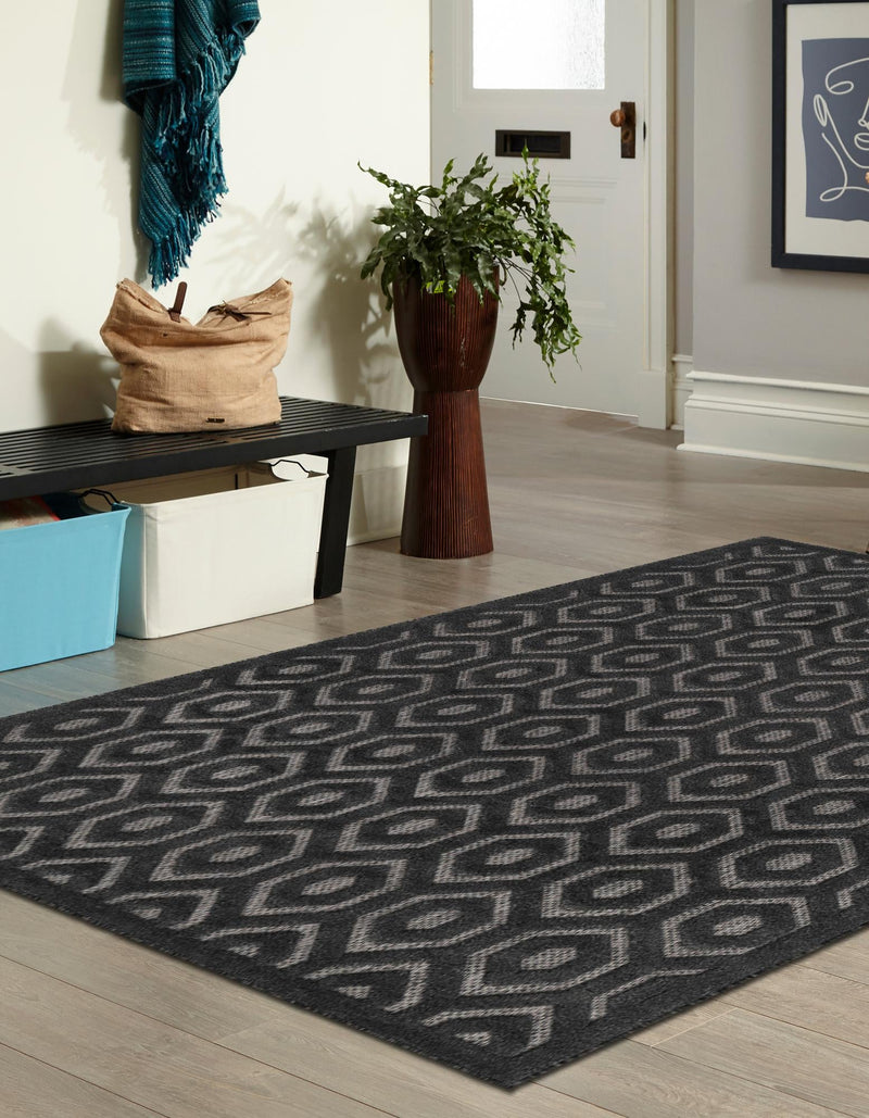 Garden Lattice Charm Collection Area Rug - Arbor (Charcoal) Rectangle Charcoal lifestyle 3