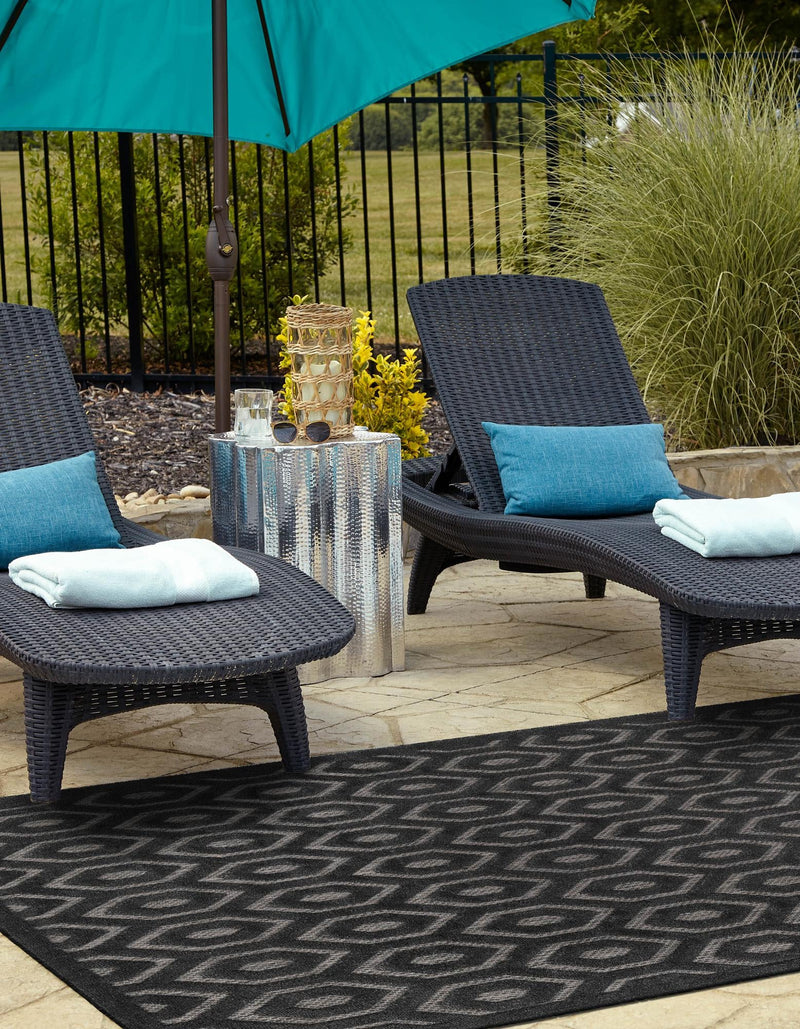 Garden Lattice Charm Collection Area Rug - Arbor (Charcoal) Rectangle Charcoal lifestyle 4