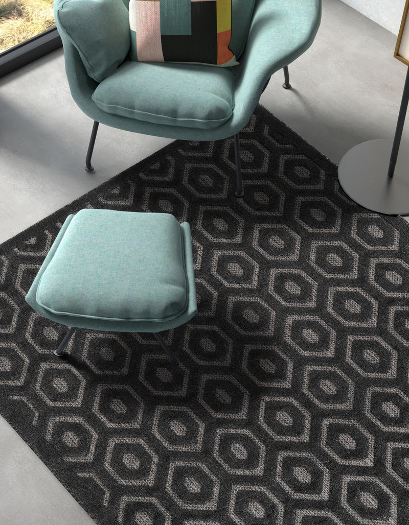 Garden Lattice Charm Collection Area Rug - Arbor (Charcoal) Rectangle Charcoal lifestyle 5