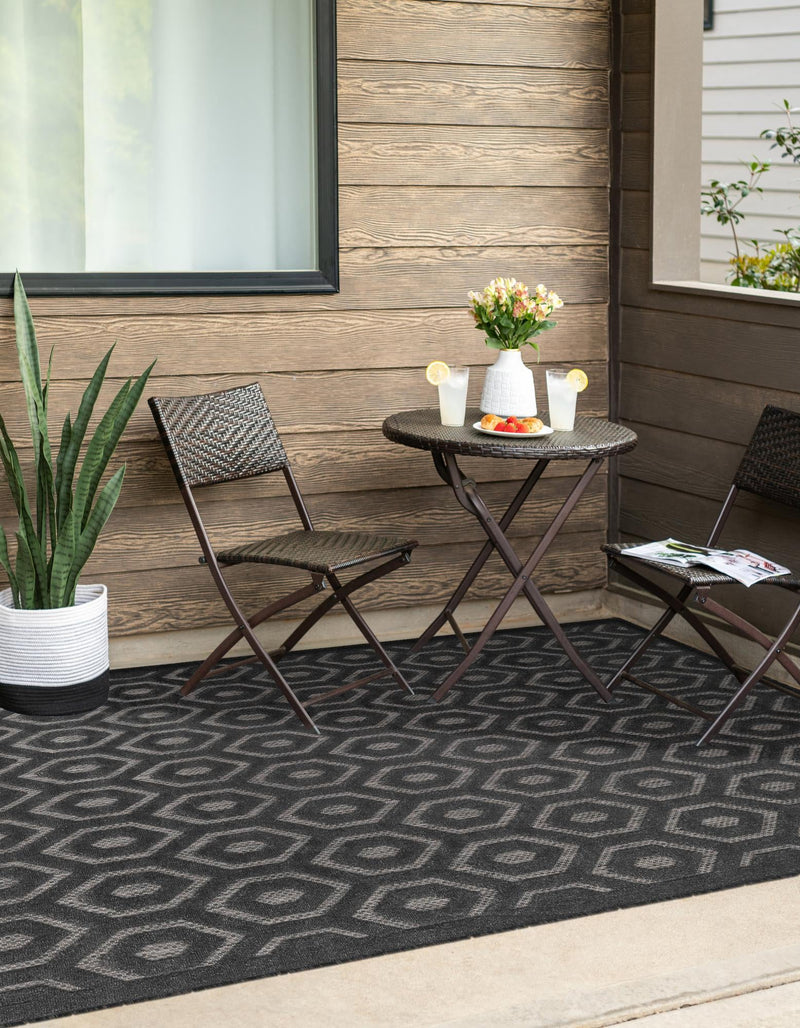 Garden Lattice Charm Collection Area Rug - Arbor (Charcoal) Rectangle Charcoal lifestyle 6