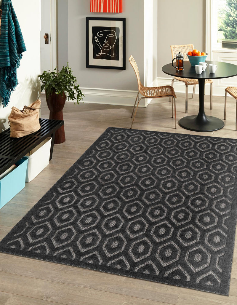 Garden Lattice Charm Collection Area Rug - Arbor (Charcoal) Rectangle Charcoal lifestyle 7