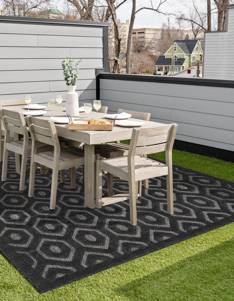 Garden Lattice Charm Collection Area Rug - Arbor (Charcoal) Rectangle Charcoal lifestyle 8